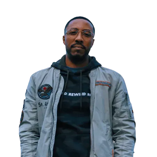 image of andrew rowley with a pink gradient background